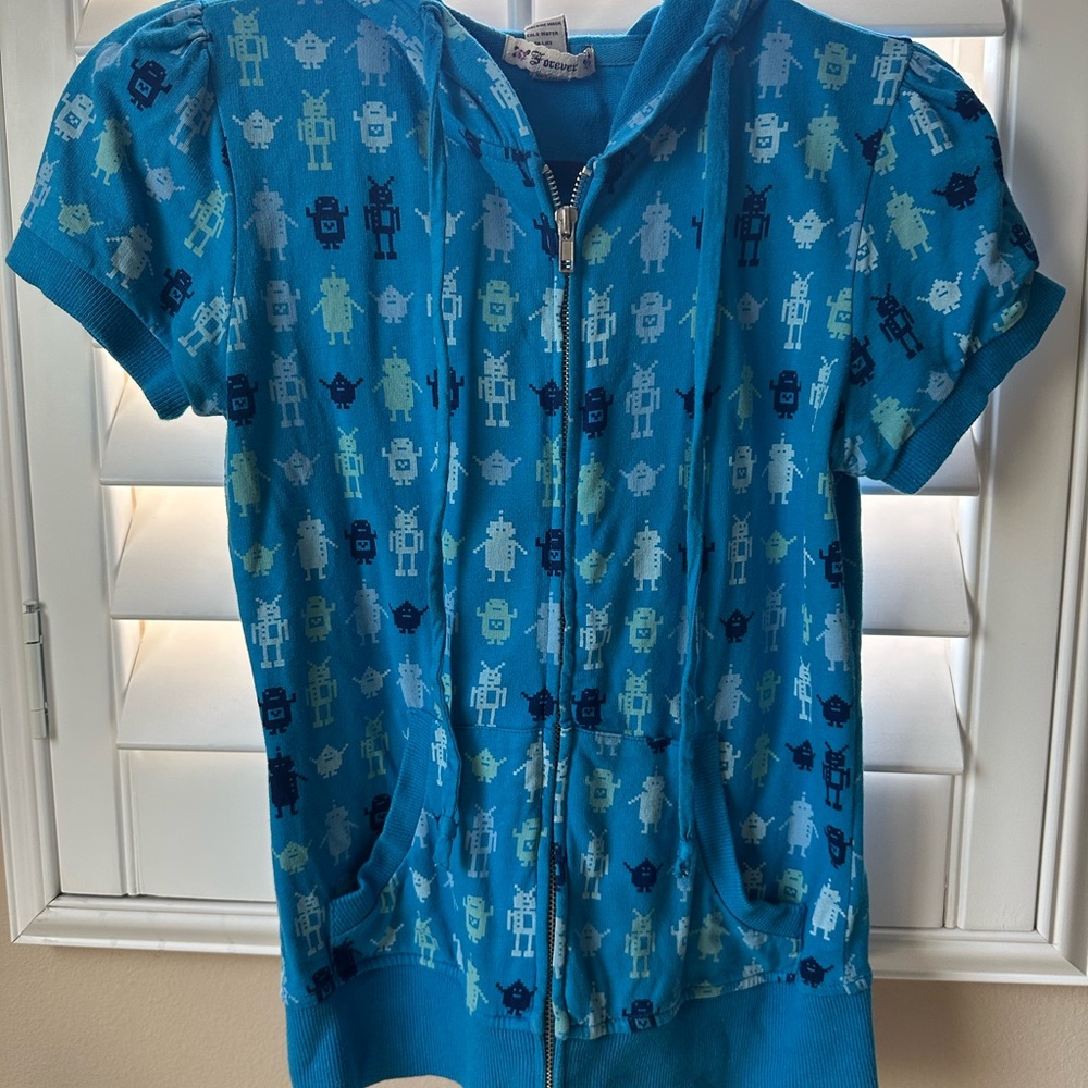 Forever 21 Blue Robot Hoodie